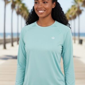 RiaGed Size XL Aqua UPF 50+ Long Sleeve Top 🌊 Sun Protection Athletic Shirt